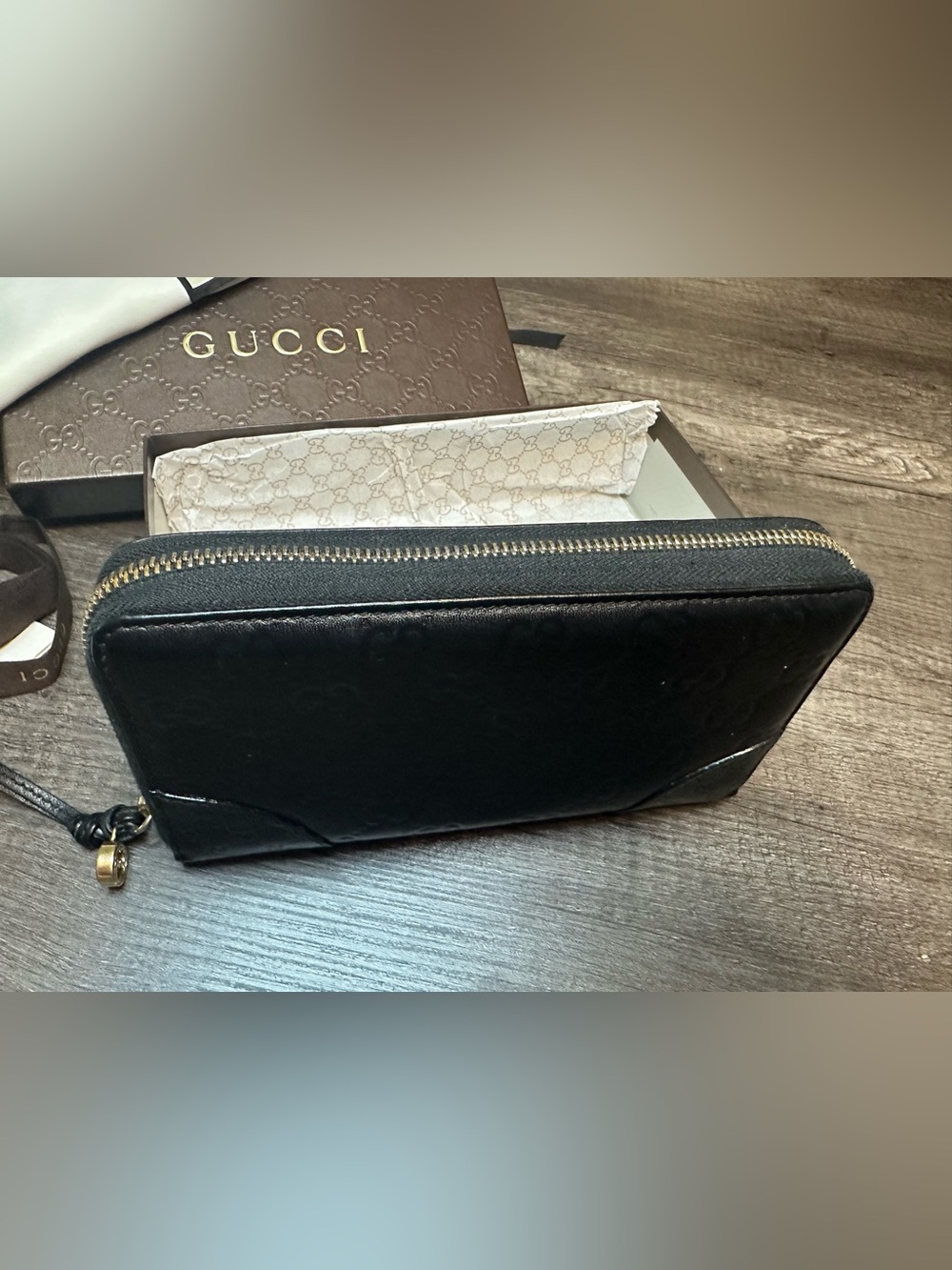 Gucci Black Guccissima Leather Zip Around Wallet - Picture 5 of 13